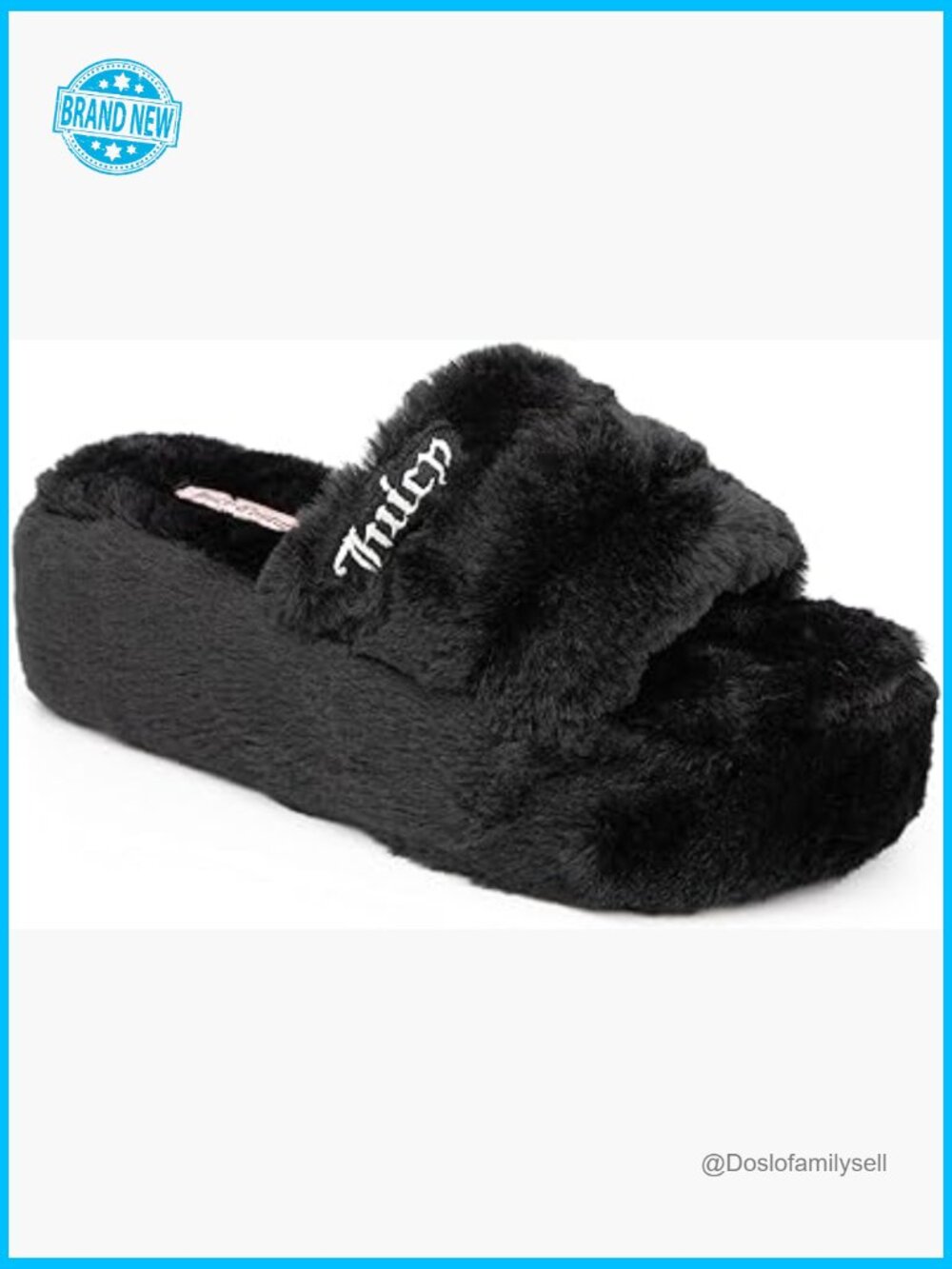 Faux Fur Platform Slippers Cozy Slip-On House Shoes For Lounging